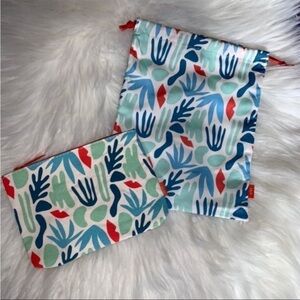 April 2021 Abstract Print Ipsy Makeup Bags Green Blue Red • 2 Bags